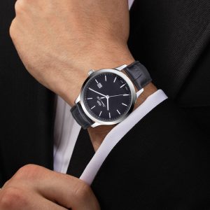 Professional Mens Quartz Dress Watch Leather Band Sapphire Crystal Casual Business Style