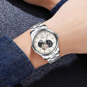 Luxury Men’s Skeleton Watch Mechanical Movement Elegant Office Evening Wear