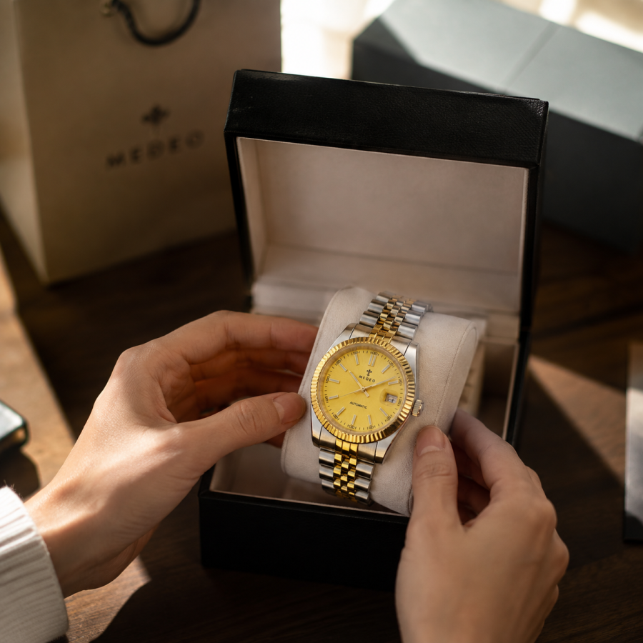behind every MEDEO watch unboxing lifestyle photo