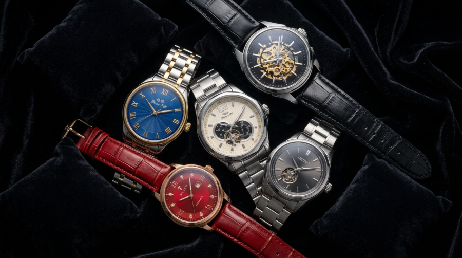 2025 Watch Industry Trends Reshaping The Market firefly gemini flash elegant display of several wristwatches with varied styles arranged on a dark velvet 856749