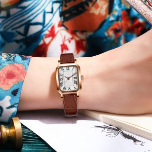 Vintage Style Ladies Square Watch Roman Dial Sapphire Crystal