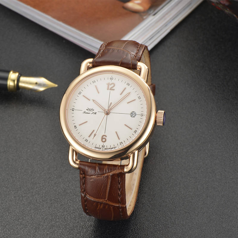 Men's quartz watch black dial front view