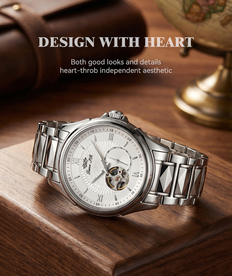 Men's Skeleton Mechanical Watch — Sapphire Crystal, Leather & Steel Men's skeleton mechanical watch with sapphire crystal glass